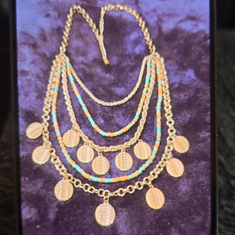Gold Multicolor Beaded Necklace